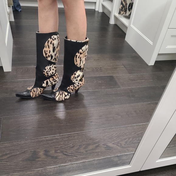 Tall italian leather boots with fur - Picture 3 of 9